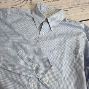 Brooks Brothers Shirt Mens 16 -2/3 Blue Plaid Button Up Regent Dress Long Sleeve